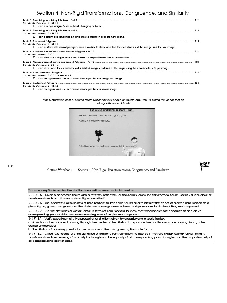 Section 4 Non-Rigid Transformations, Congruence, and Similarity (Workbook)  | PDF | Shape | Rectangle
