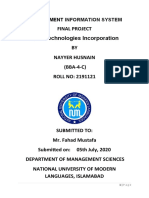 Final Project Uber Technologies Incorporation BY Nayyer Husnain (BBA-4-C) ROLL NO: 2191121