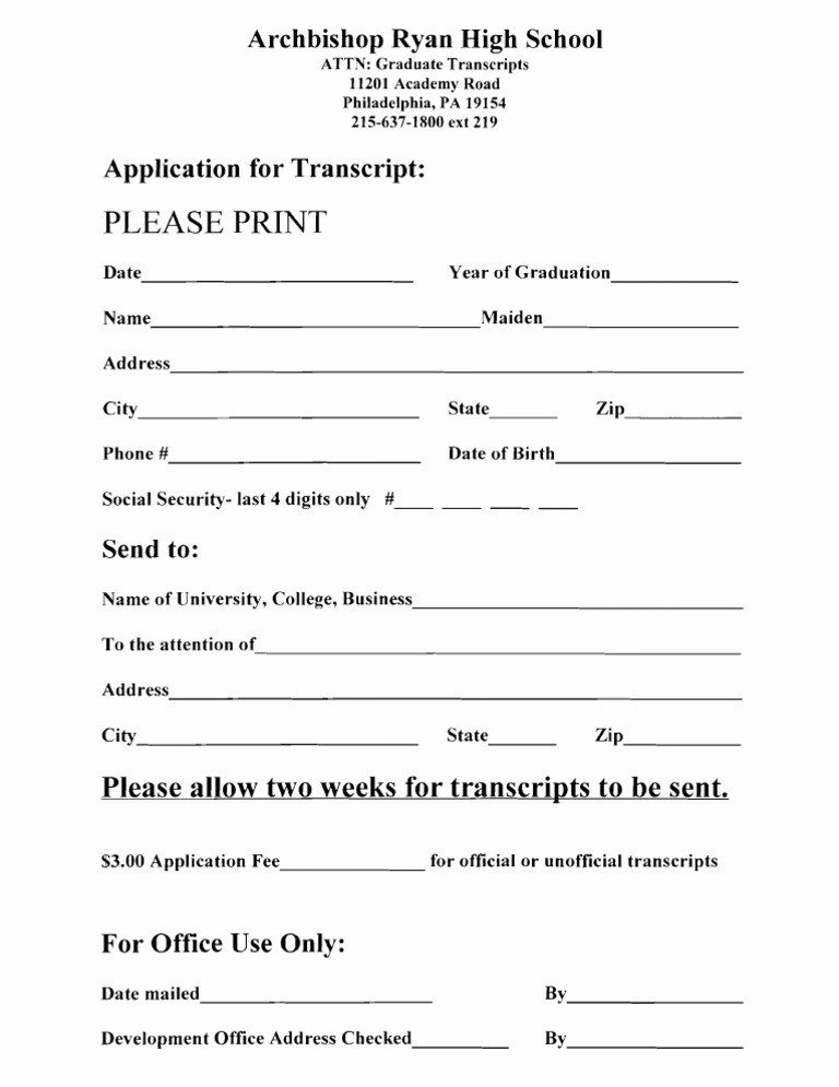Transcript Request Form Instructions | PDF