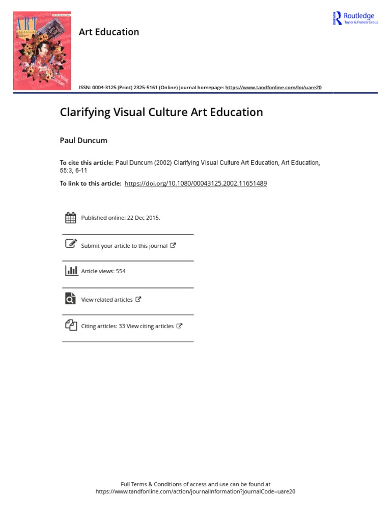 Clarifying Visual Culture Art Education | PDF | Aesthetics | Teachers