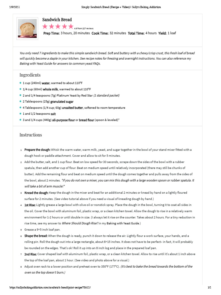 Simply Sandwich Bread (Recipe + Video) Sally's Baking Addiction PDF
