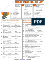 Prepositions of Time in on at Esl Grammar Exercises Worksheet