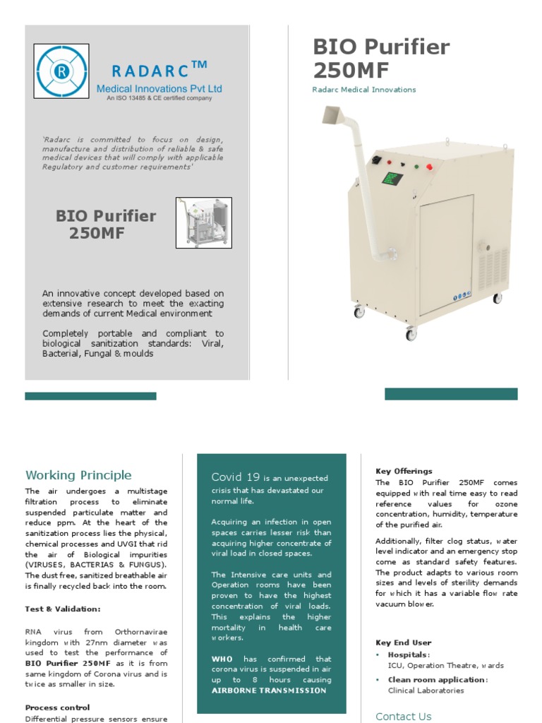 Bio Purifier 250MF for Air Disinfection | PDF | Virus | Sterilization ...