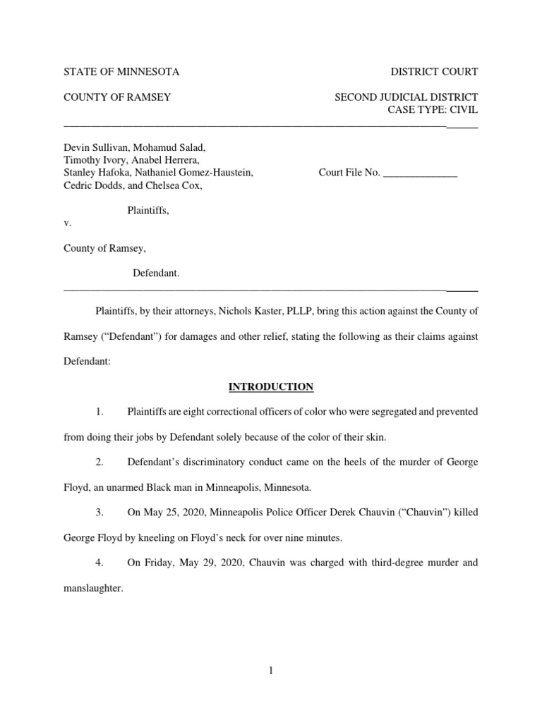 Lawsuit Against Ramsey County PDF Damages Crime & Violence