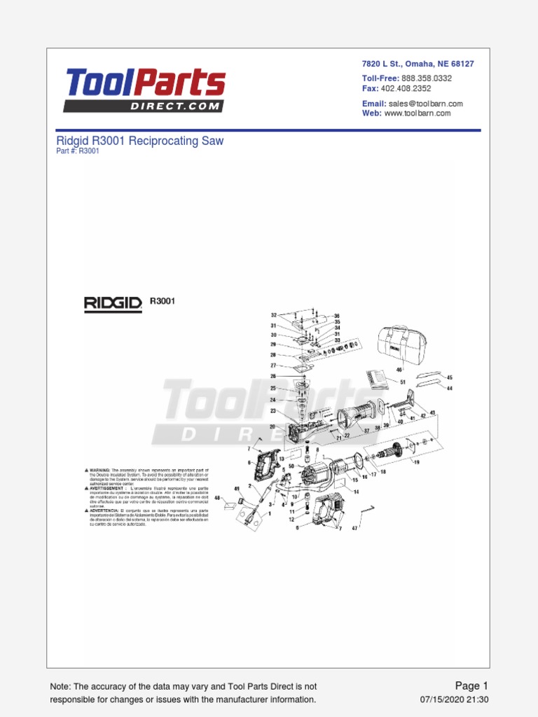 Ridgid-R3001-R3001-Reciprocating-Saw Serra Sabre Ridgid | PDF | Screw ...