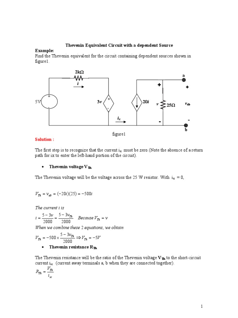 Thevenin Equivalent with Dependent Sources | PDF