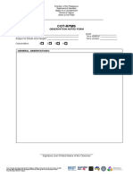 Cot-Rpms: Observation Notes Form