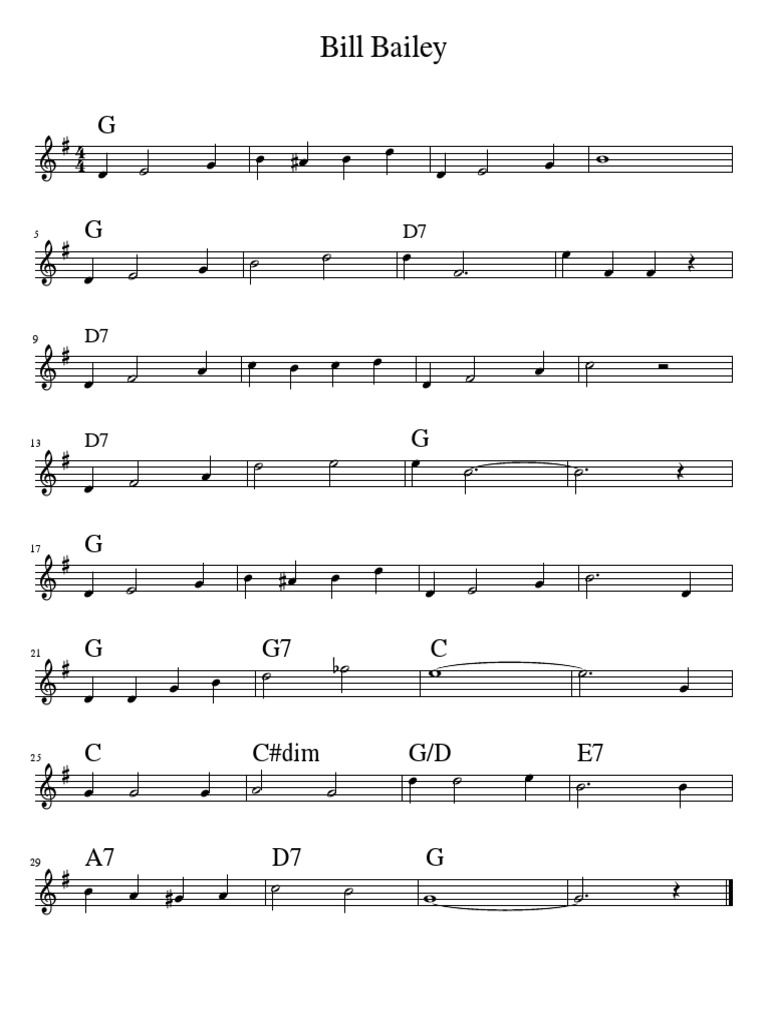 Bill Bailey Lead Sheet | PDF