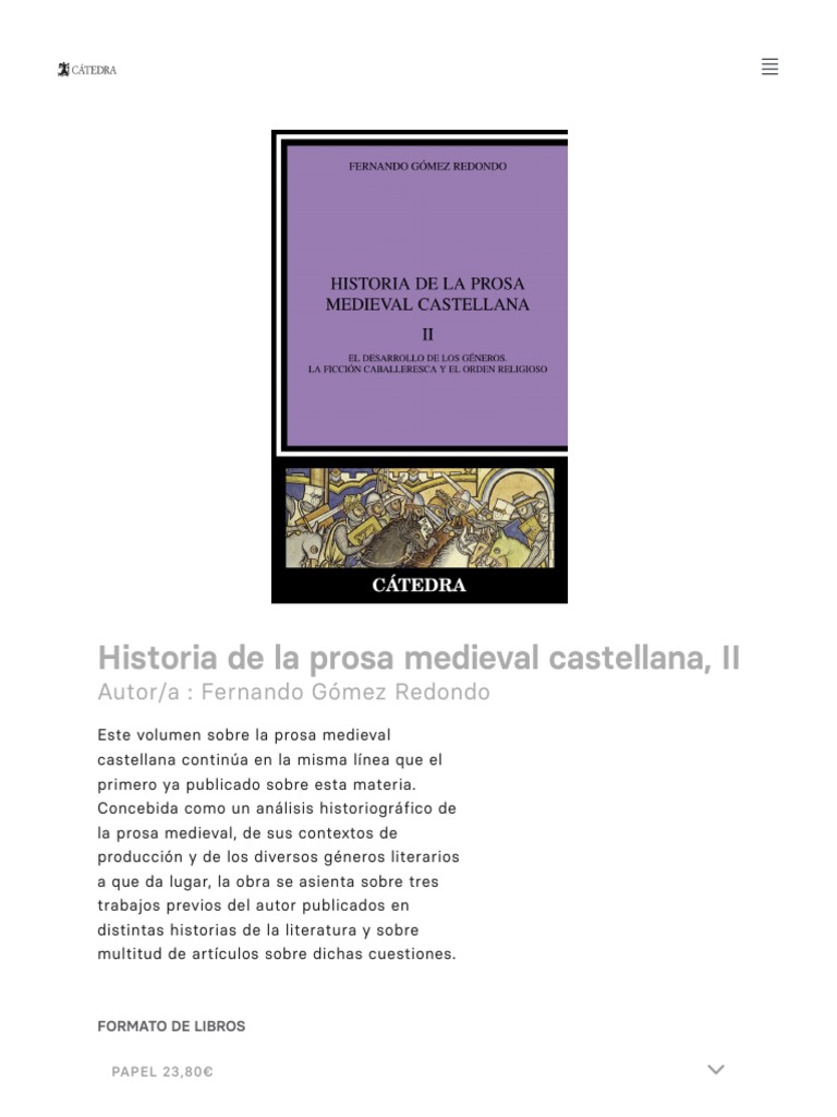 Historia De La Prosa Medieval Castellana Ii Pdf Prosa Poesía