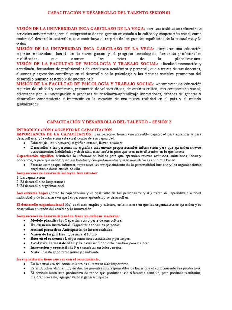 Capacitación y Desarrollo del Talento Universitario | PDF ...