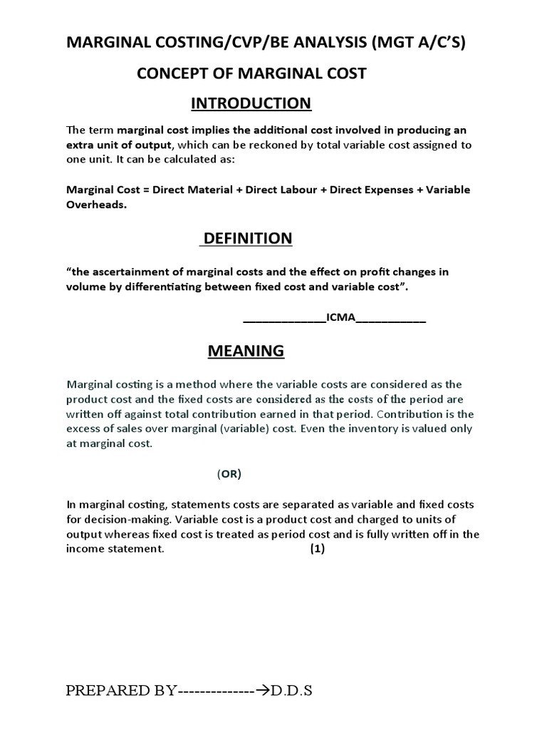 Understanding Marginal Cost in Economics | PDF | Marginal Cost | Profit ...