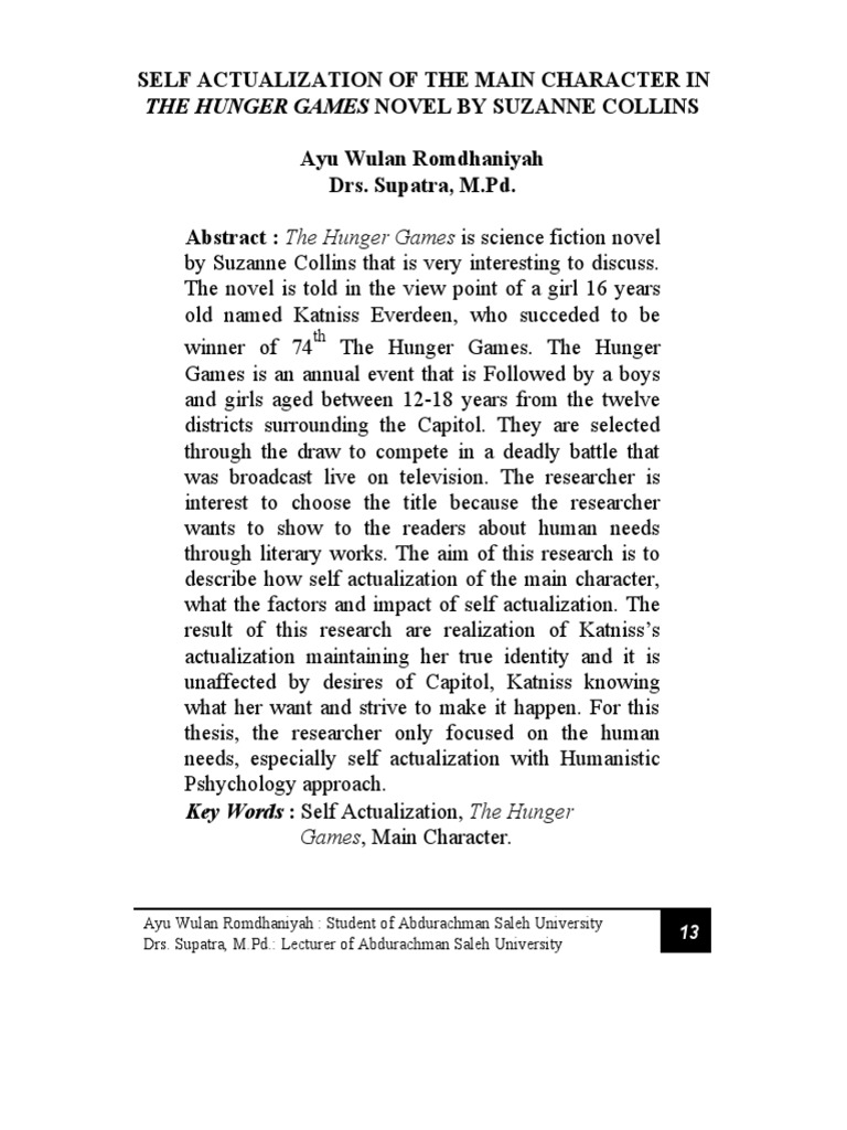 Katniss Everdeen's Self-Actualization Journey | PDF | Self ...