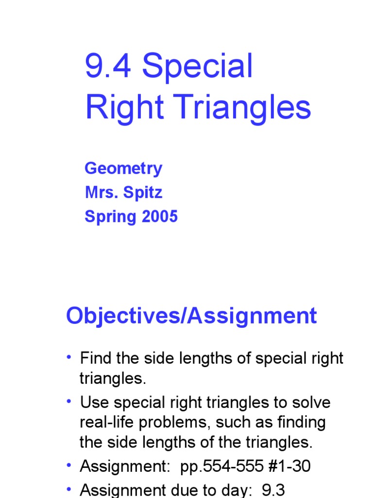 Special Right Triangles Overview | PDF | Triangle | Mathematics