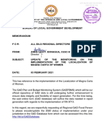 Re Update of The Monitoring On The Implementation of The Localization of Magna Carta of Women