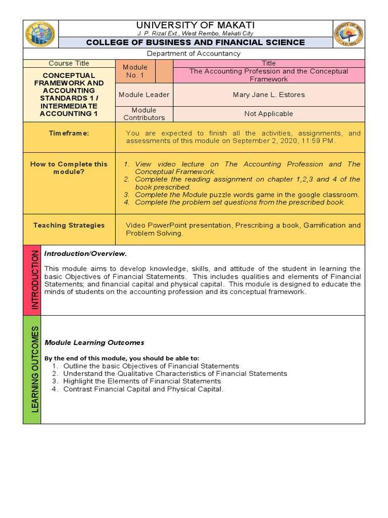 Accounting Framework and Standards Module | PDF | Profession ...