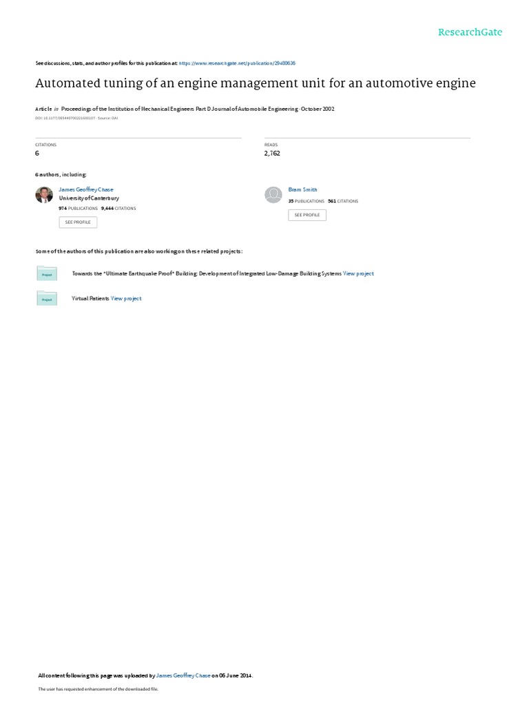 Automated Tuning of An Engine Management Unit For An | PDF | Automation ...