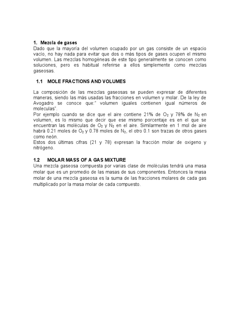 Mezcla de Gases | PDF