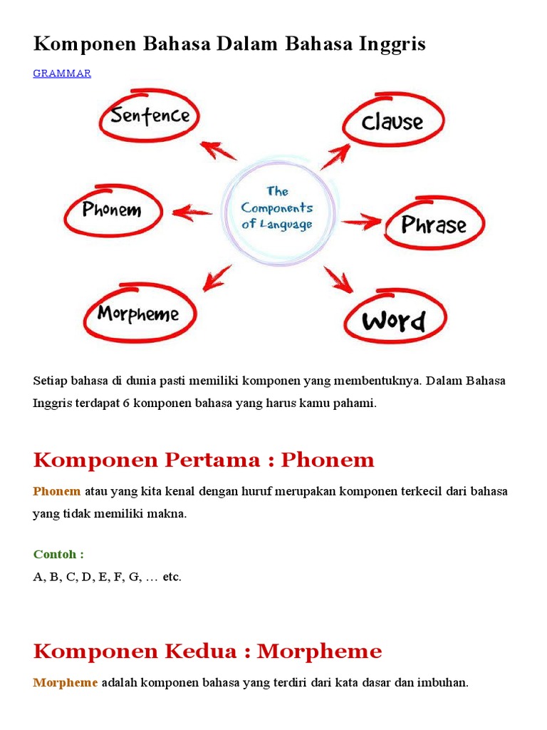 The Six Components of English Grammar | PDF