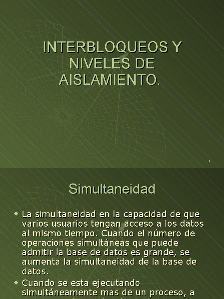 Niveles de Aislamiento en Bases de Datos | PDF | Servidor SQL de ...