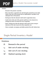 Single Period Inventory Model: Newsvendor Model