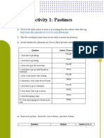 Activity 1: Pastimes: Answer (True or False)