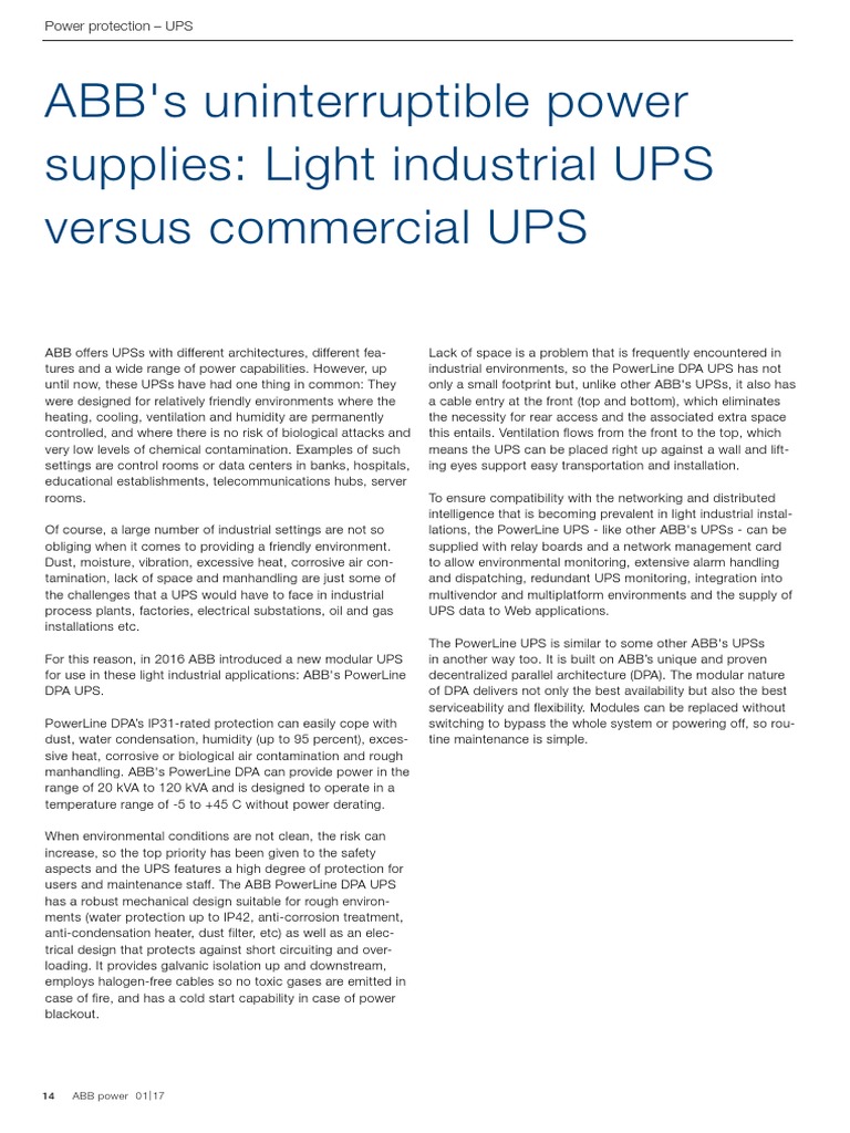 ABB Light Industrial UPS Overview | PDF | Technology & Engineering