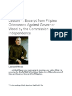 Lesson 1 Excerpt From Filipino Grievances Against Governor Wood by The Commission On Independence