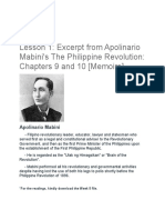 Lesson 1 Excerpt From Apolinario Mabini's The Philippine Revolution