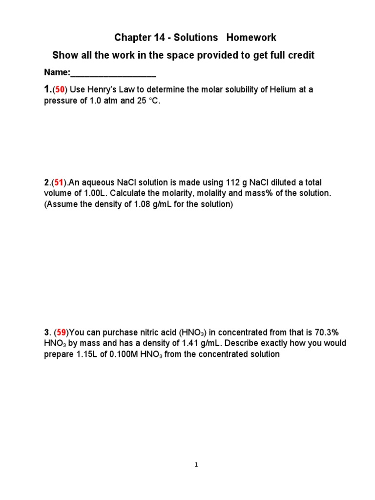 Chemistry Homework Solutions | PDF | Cooking, Food & Wine | Science ...