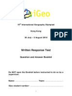 Written Response Test: 16 International Geography Olympiad