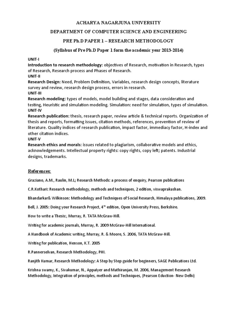 Pre Ph.D Research Methodology Exam Guide | PDF | Research Design ...