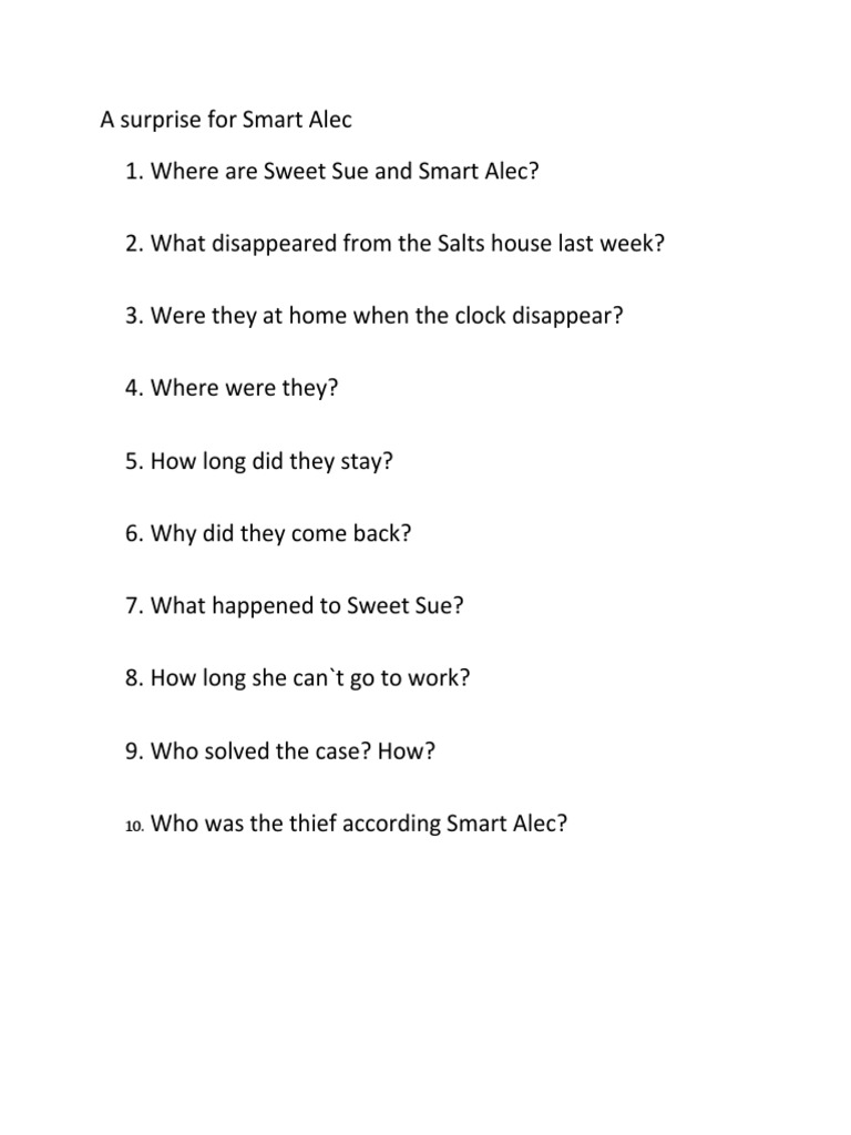 Mystery of Smart Alec and Sweet Sue | PDF