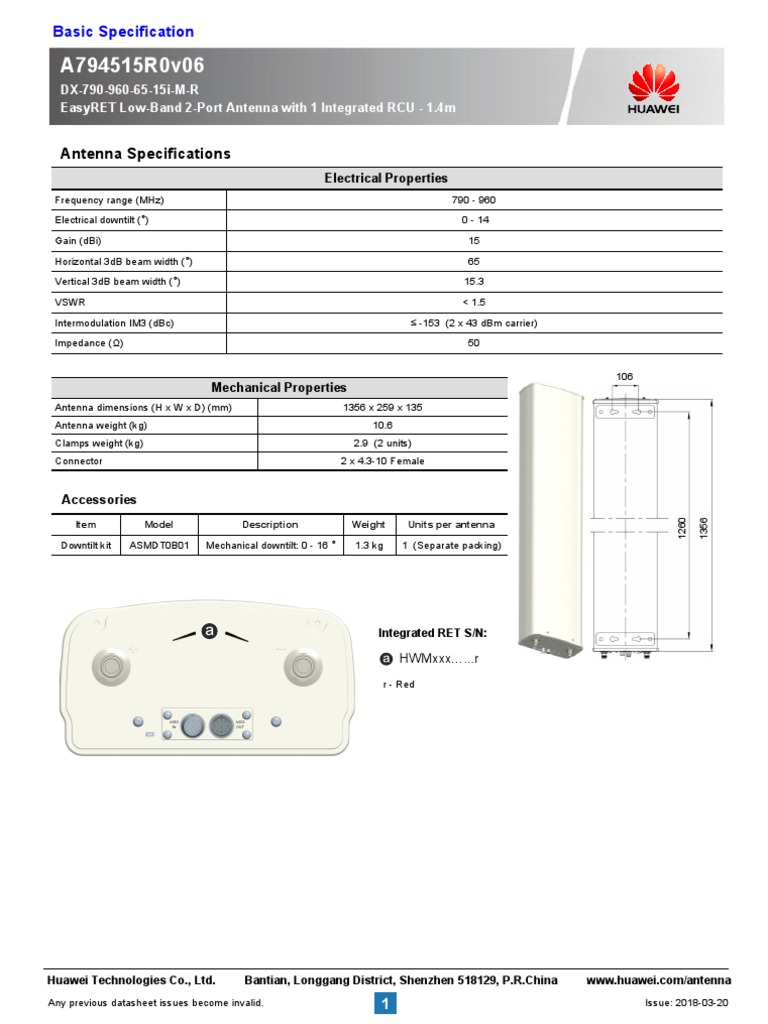 Antenna Specifications: Electrical Properties | PDF | Antenna (Radio ...