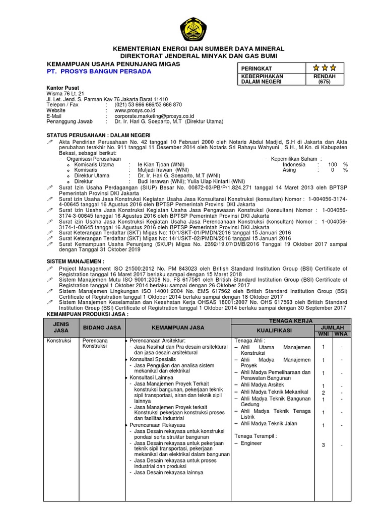 Profil Perusahaan PT Prosys Bangun Persada | PDF