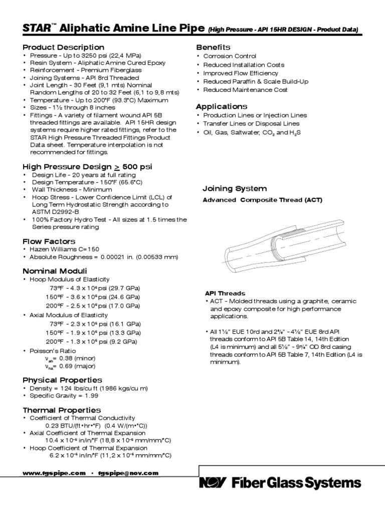 STAR Pipe LP API 15HR Aliphatic PDF Young's Modulus Pipe (Fluid