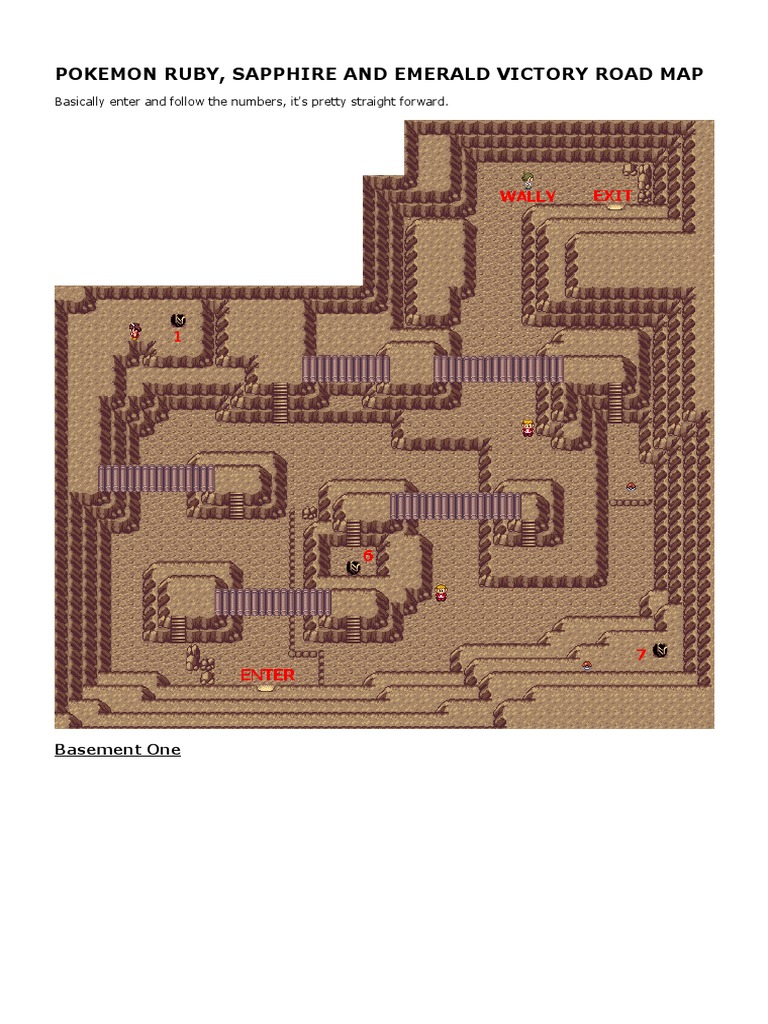 Pokemon Ruby, Sapphire and Emerald - Map of Victory Road | PDF 