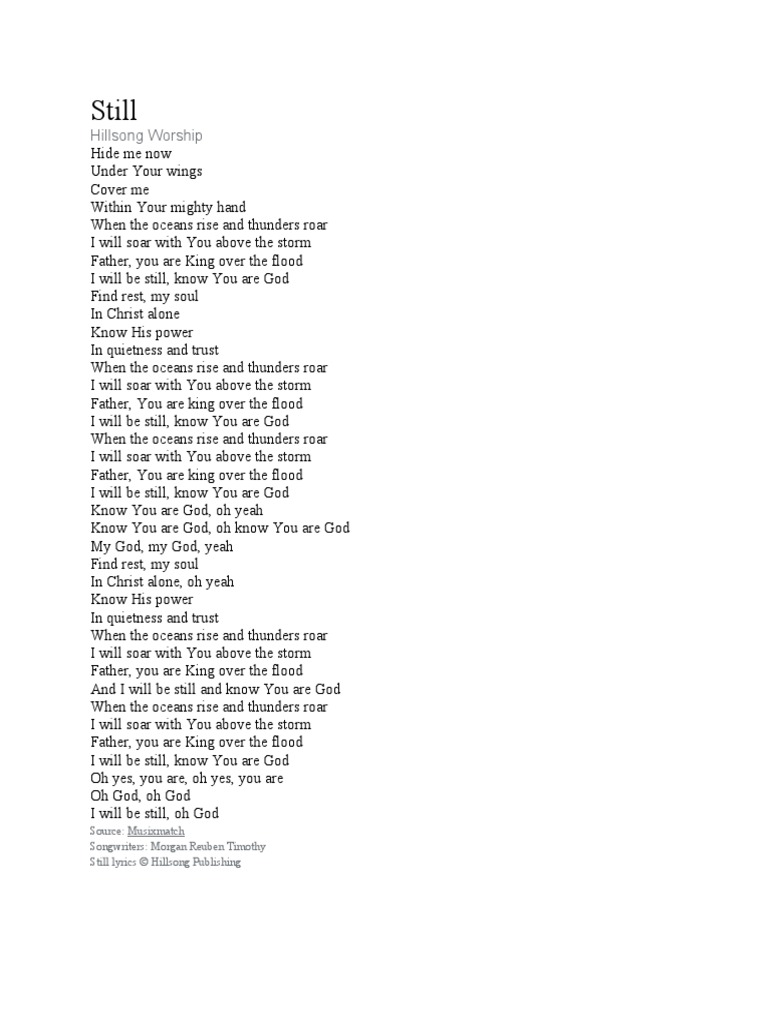 Still - Hillsong Worship Lyrics | PDF