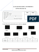 Final Exam For Family and Friends 1 LEVEL E1B (Unit 5-8)