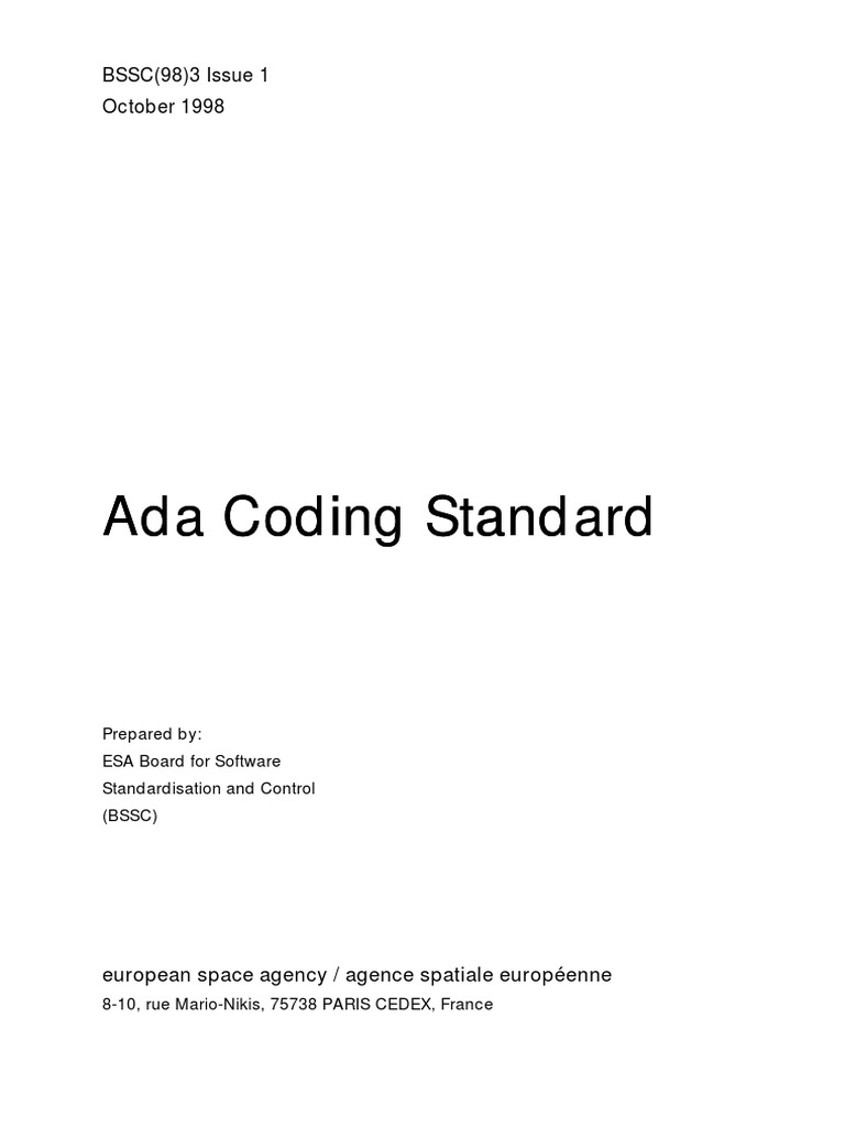 Ada Coding Standard Ada Coding Standard: BSSC (98) 3 Issue 1 October ...