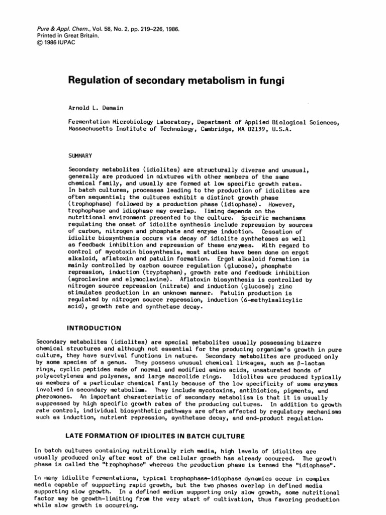 Fungal Secondary Metabolites | PDF | Biosynthesis | Enzyme