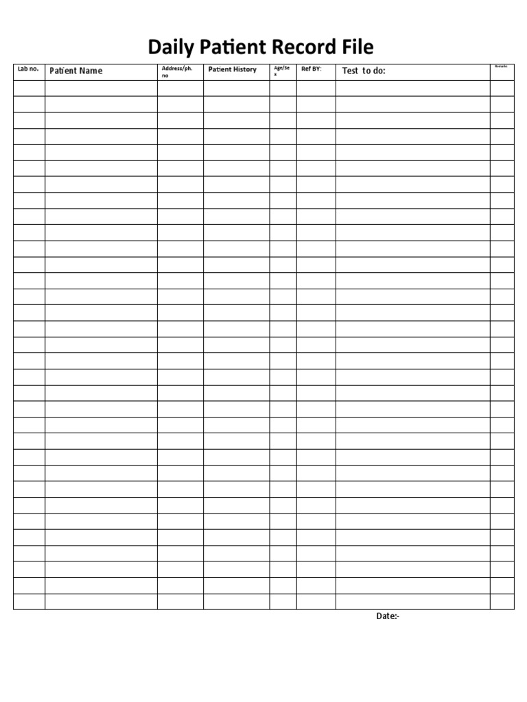 Daily Patient Record Template | PDF