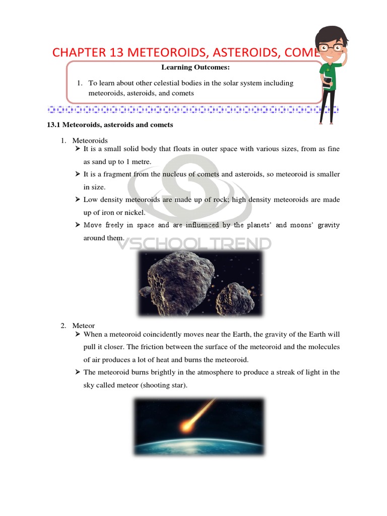 Chapter 13 Meteoroids Asteroids Comets Learning Outcomes Pdf