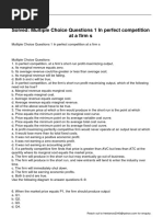 Multiple Choice Questions 1 in Perfect Competition at A Firm S