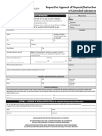 Request For Approval of Disposal/Destruction of Controlled Substances