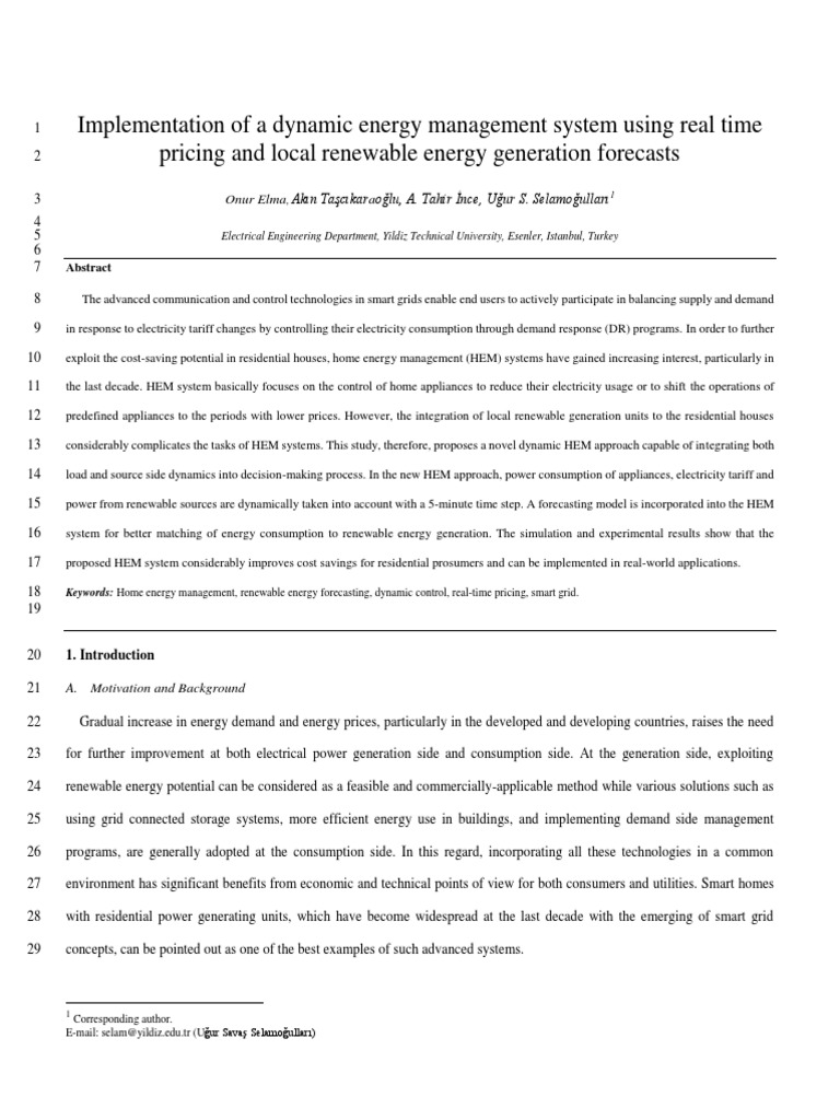 Dynamic Home Energy Management System | PDF | Electrical Grid ...
