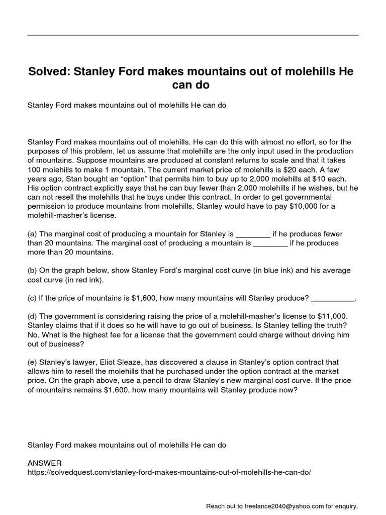 Stanley Ford Makes Mountains Out of Molehills He Can Do PDF