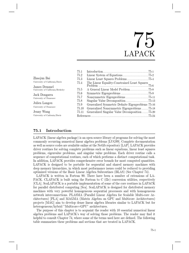 Lapack: University of California/Davis | PDF | Eigenvalues And ...