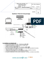 Devoir de Contrôle N°1 - Technologie - Poste de Tronçonnage - 1ère AS (2011-2012) MR Chokri Messaoud