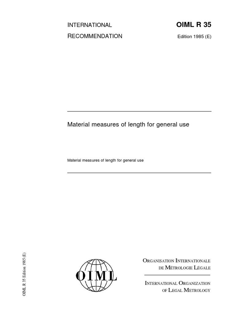 Oiml R35 - 1985 | PDF | Measurement | Metrology