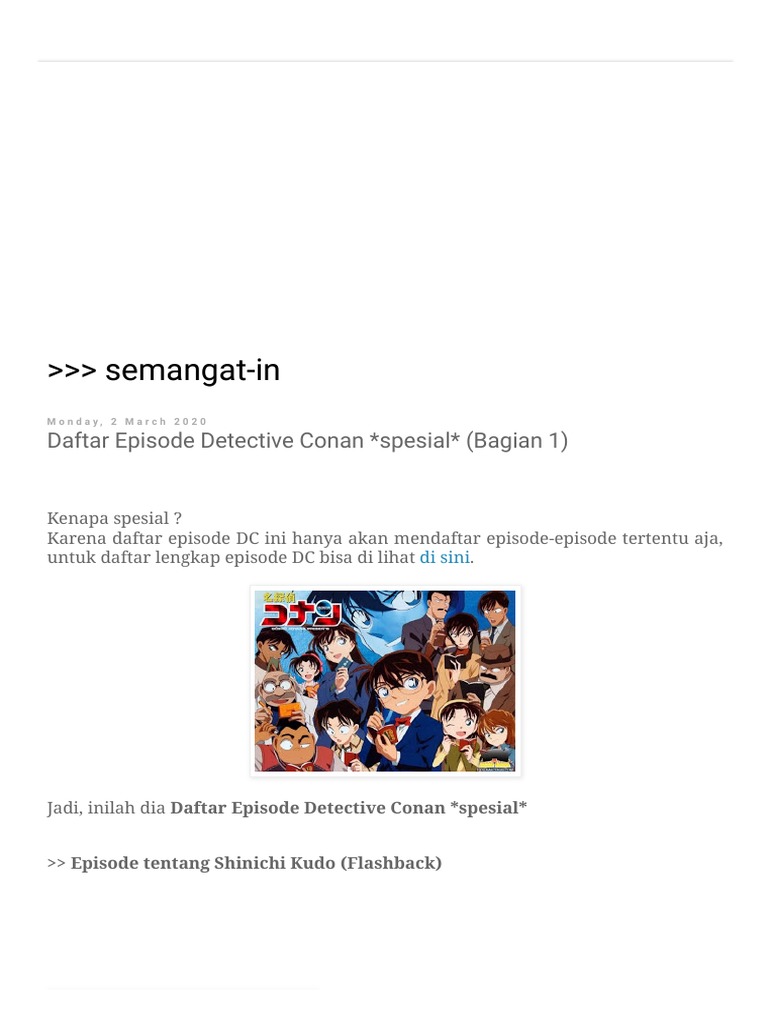 Daftar Episode Spesial Detective Conan | PDF